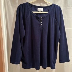 Carole Hochman Heavenly Soft Sleepwear Dark blue fleece top size P1X